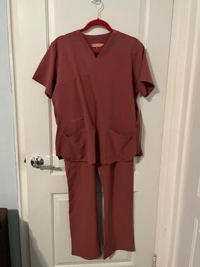 Straight-Leg Scrub Pants in Rust — Women's Professional Fit